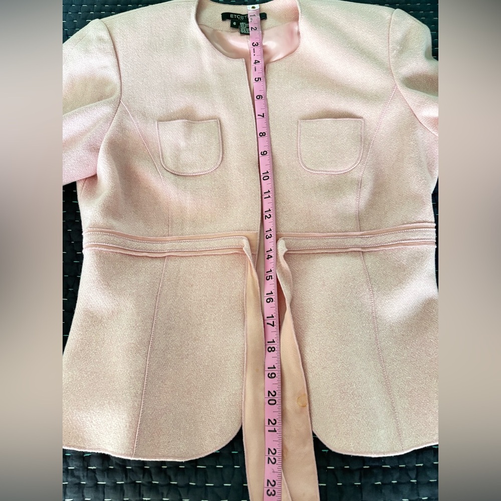 🌸 Pink Tie-Front Etctera Blazer – Size 6 – Feminine Belted Waist, Fully Lined - Picture 11 of 12